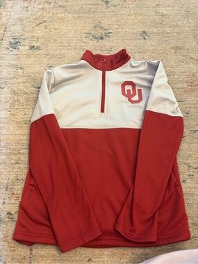 Oklahoma Sooners 1/4 Zip Pullover - Crimson and Cream